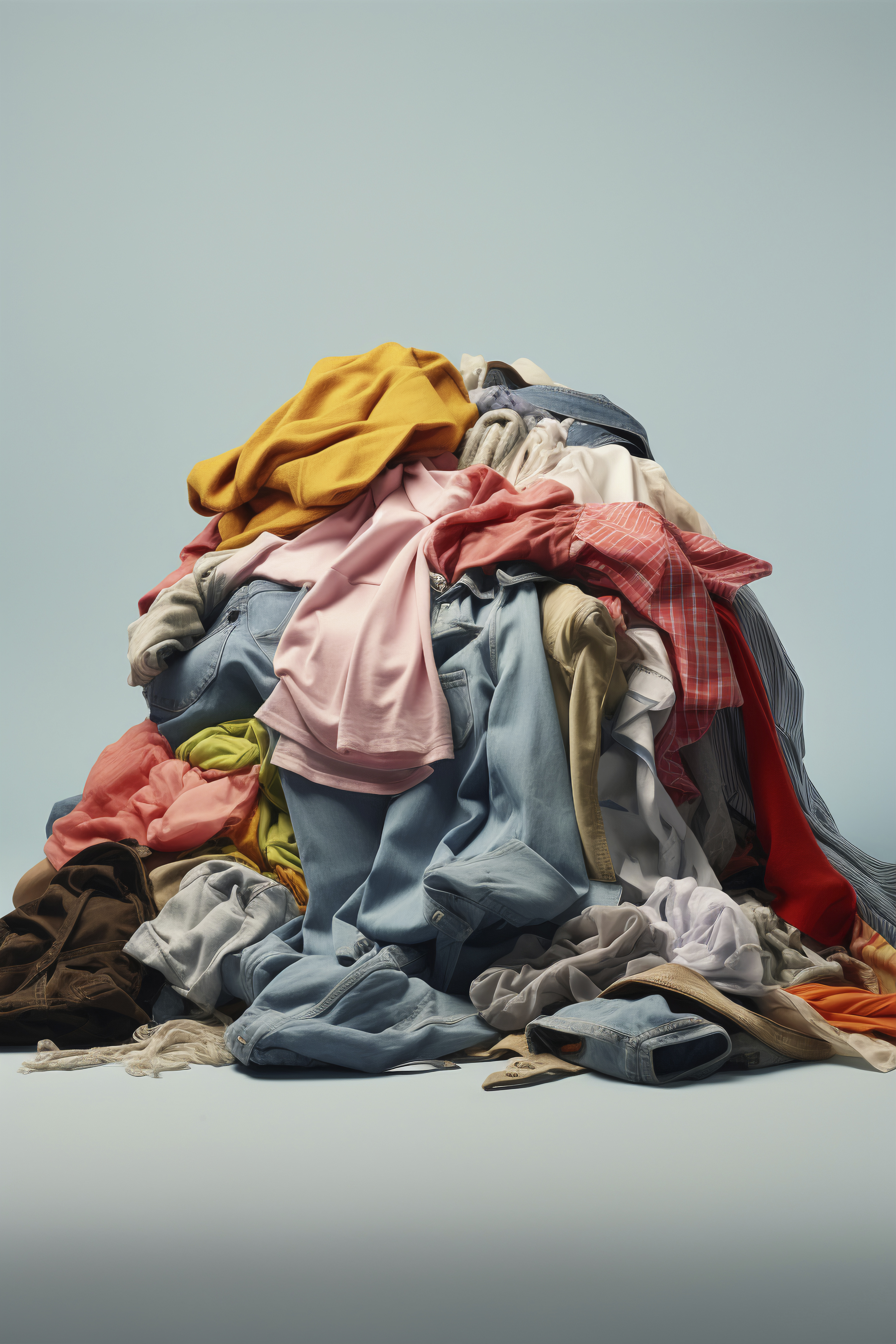 Fast Fashion Concept With Piles Clothes